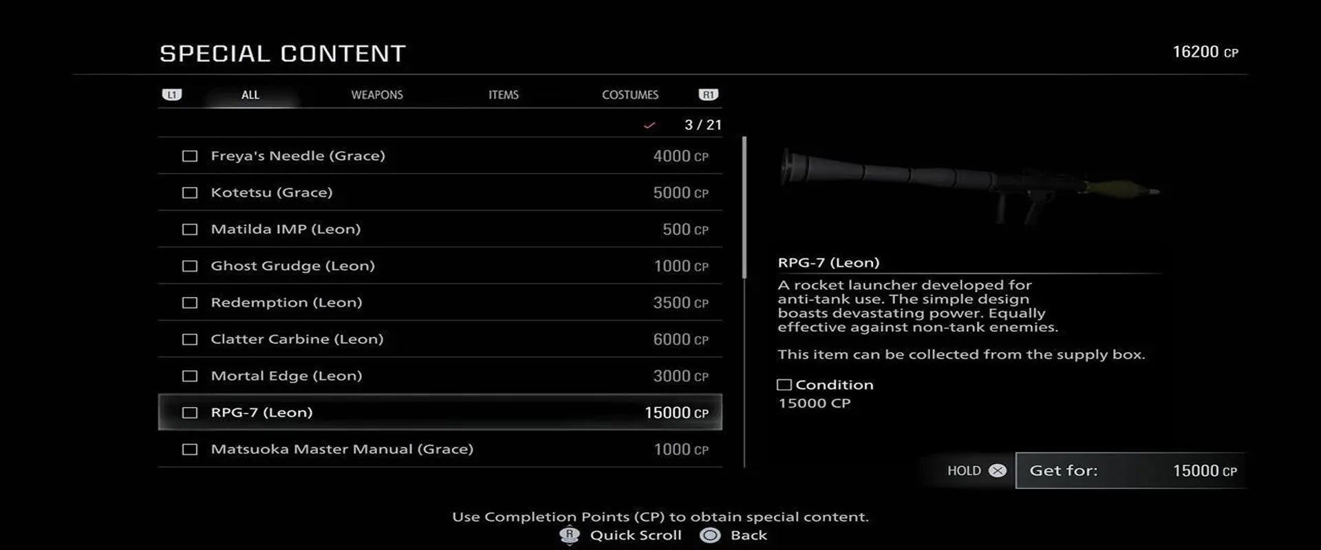 Rocket Launcher in Resident Evil Requiem